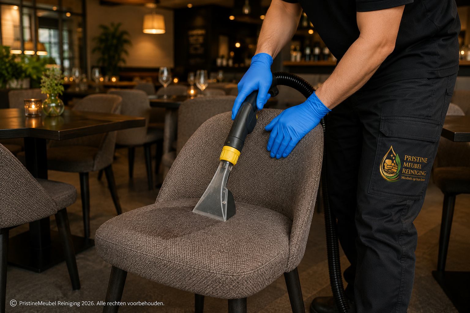 Restaurantstoel wordt gereinigd